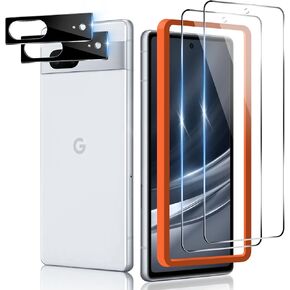 2 Pack Google Pixel 8 Screen Protector Tempered Glass & 2 Pack Glass Camera Lens Protector for Google Pixel 8 Phone Case Frendily, HD Clear,Easy Installation, Bubbles-Free, Scratch Resistant