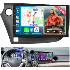 【4+64G】 Car Radio for Honda Insight 2009-2014: Car Stereo with Wireless Carplay Android Auto DSP, 9 inch 1280 * 720 Touch Screen with Bluetooth Radio for Honda Insight GPS WiFi SWC FM RDS Dual USB