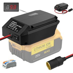 محول خطوة للتنحرج لمحول بطارية DeWalt 20V TO12V Power Wheels ، محول ولاعة السجائر ، DC 12V (5-13V) منظم محول باك ، محول عجلة الطاقة لجميع السيارات (بدون بطارية)