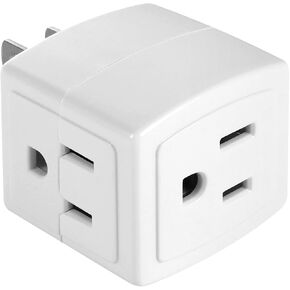 US Plug Adapter Converter,2-Prong to 3-Prong,Wall Plug Splitter with 3 AC Outlets, Travel Adapter for Home and Office