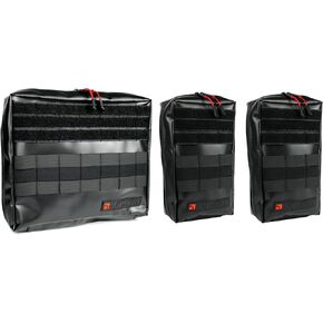 BuiltRight Industries MOLLE Pouch 3pc Kit - Splash-Proof, TPU Coated, MIL-SPEC, Black