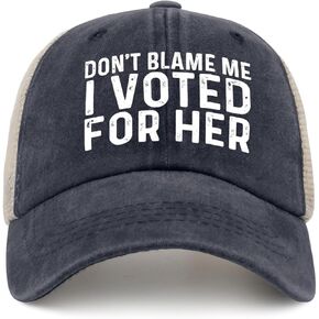 Dont Blame Me I Voted for Her Trucker Hat Women Vintage Mesh Baseball Cap for Summer