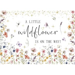 SJOLOON Baby Shower Wildflower Backdrop A Little Wildflower is On The Way Girls Baby Shower Party Decoration Banner 12700