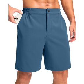 Pudolla Men's Casual Shorts 7" Lightweight Golf Shorts with 3 Pockets Stretch Quick Dry Comfy Work Shorts