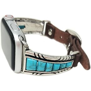 Western Turquoise Compatible with Apple Watch Band 42/44mm Squash Blossom (Turquoise)