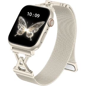 Dressy Band Compatible for Metal Apple Watch Bands for Women, Magnetic Bands for iPhone Watch for Women 40mm, Stainless Steel Solo Loop Bands for iWatch Series 10 9 8 7 6 5 4 3 2 1 SE