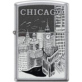 Zippo Lighter-USA City and States Windproof Lighter (Chicago Skyline Z104)