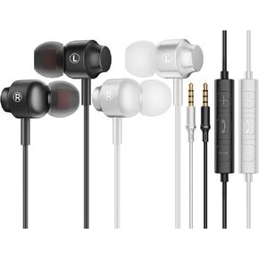 2 Pack 3.5mm Jack in Ear Headphones,Wired Earbuds with Microphone with Microphone Suitable for Smartphones, Computers, Laptops, IPads, MP3 Players