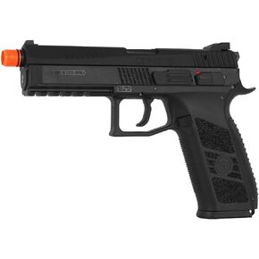 ASG CZ P-09 Airsoft Pistol with Outer Barrel Threading, FDE, Realistic Blowback, 25 Rounds Airsoft BB Gun Pistol, 3-Dot Sight System
