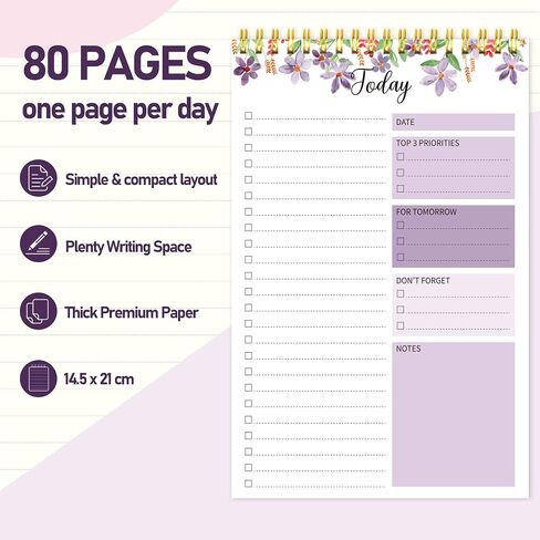 To Do List Notepad - 80 Sheets Daily Planner Notepad To Do List Notebook for Work,5.5" X 8.3" To Do List Planner Organizer with Checklist for Productivity in Saudi Arabia