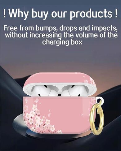 متوافق مع Airpod Pro 2nd/1st Generation Cover مع سلسلة مفاتيح ، علبة سماعة رأس لاسلكية مقاومة للوقاية من Airpod Pro 2023/2022/2019 (زهرة أنيقة) in Kuwait