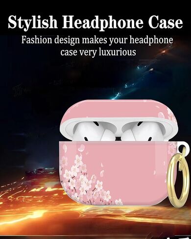 متوافق مع Airpod Pro 2nd/1st Generation Cover مع سلسلة مفاتيح ، علبة سماعة رأس لاسلكية مقاومة للوقاية من Airpod Pro 2023/2022/2019 (زهرة أنيقة) in Kuwait