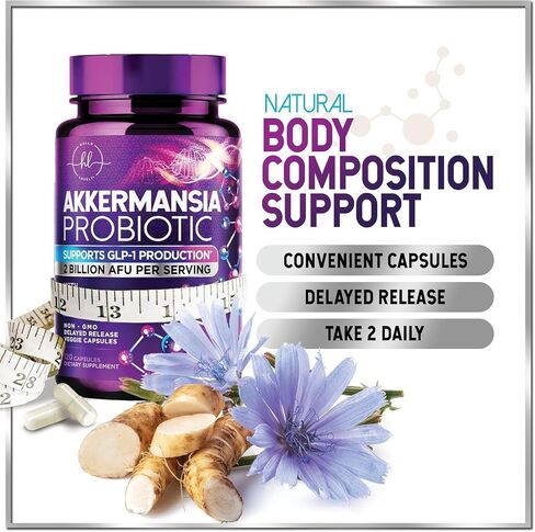 Akkermansia Probiotic Supplement with Prebiotic Inulin Fiber - 2 Billion AFU to Support GLP-1 Production, Digestive Health, Immune Support - Akkermansia Muciniphila Good Gut Health - 120 Capsules in Saudi Arabia