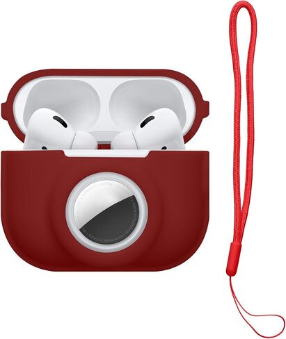 علبة Kwmobile متوافقة مع Apple Airpods Pro 2 Case مع تخزين Apple Airtag - غطاء السيليكون - Lavender Gray in Kuwait