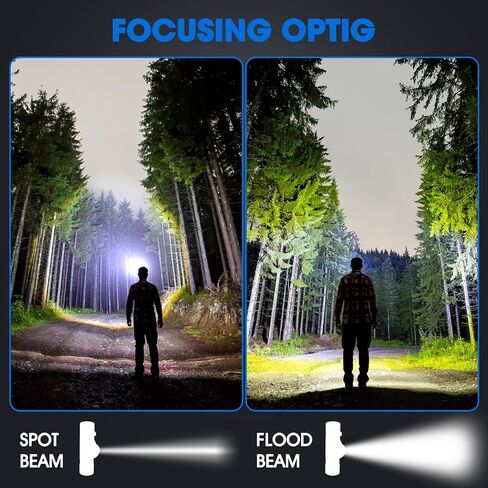2 Pack 2200 mAh USB-C Rechargeable Dual Power Headlamp with Twist Focus Beam and Magnetic Base Manual & Gesture Sensing Control-Black in Saudi Arabia