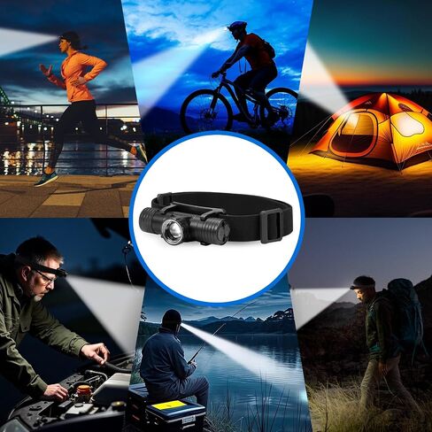 2 Pack 2200 mAh USB-C Rechargeable Dual Power Headlamp with Twist Focus Beam and Magnetic Base Manual & Gesture Sensing Control-Black in Saudi Arabia