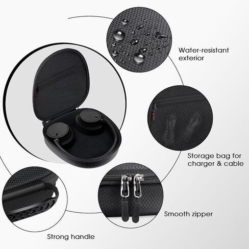 Fintie Hard Case for Sony WH-CH720N/ WH-CH710N/ WH-CH520/ WH-CH510/ WH-1000XM5/ WH-1000XM4/ WHXB910N Wireless Headphone - Travel Protective Cover Carrying Storage Bag (Black) in Kuwait