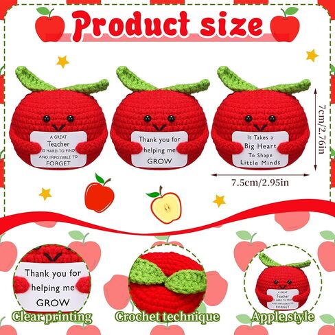 Teachers Appreciation Gifts, 3 Pcs Positive Doll Crochet with Card Thank You for Helping Me Grow Teacher Birthday Thank You Gifts(Sunflower) in Kuwait