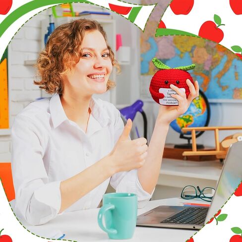 Teachers Appreciation Gifts, 3 Pcs Positive Doll Crochet with Card Thank You for Helping Me Grow Teacher Birthday Thank You Gifts(Sunflower) in Kuwait