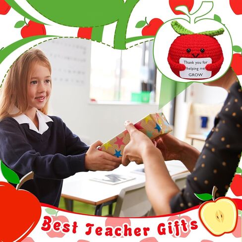 Teachers Appreciation Gifts, 3 Pcs Positive Doll Crochet with Card Thank You for Helping Me Grow Teacher Birthday Thank You Gifts(Sunflower) in Kuwait