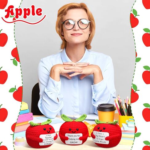 Teachers Appreciation Gifts, 3 Pcs Positive Doll Crochet with Card Thank You for Helping Me Grow Teacher Birthday Thank You Gifts(Sunflower) in Kuwait