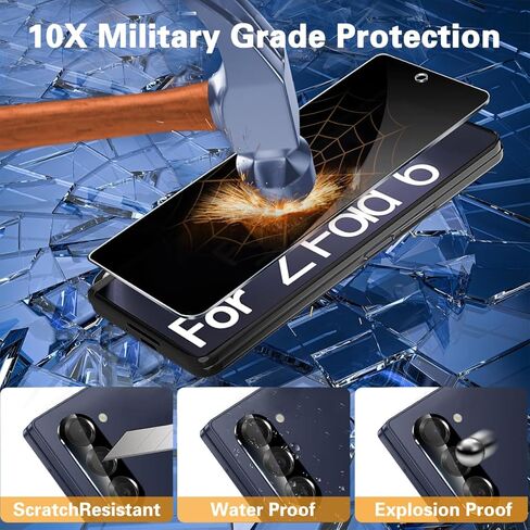واقي شاشة الخصوصية لـ Samsung Galaxy Z Fold 6 ، 2 من الزجاج الأمامي المضاد للتجسس + 2 أفلام TPU مرنة داخلية + 2 حماية من عدسات الكاميرا لا فقاعة ، مضاد للقرعة ، ديفر in Kuwait