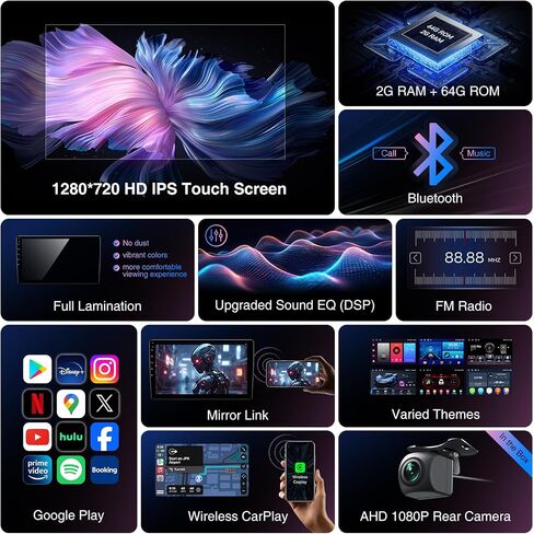 Car Radio for Toyota Camry 2006 2007 2008 2009 2010 2011, 9" HD IPS Car Stereo, with Wireless CarPlay/Bluetooth/GPS Navigation/HD Reverse Camera/DSP/Android12(with JBL) in Saudi Arabia