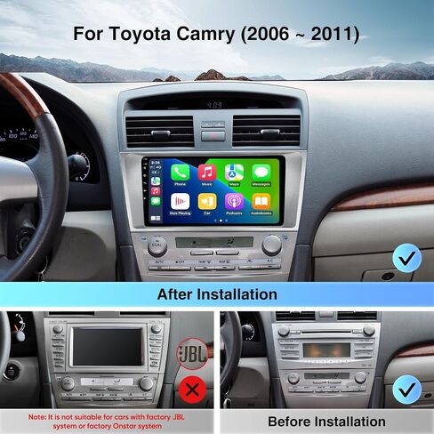 Car Radio for Toyota Camry 2006 2007 2008 2009 2010 2011, 9" HD IPS Car Stereo, with Wireless CarPlay/Bluetooth/GPS Navigation/HD Reverse Camera/DSP/Android12(with JBL) in Saudi Arabia