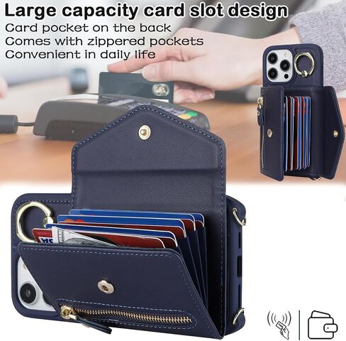 for iPhone 14 Pro Case with Zipper Card Holders and Strap for Women, iPhone 14 Pro Phone Case Wallet Compatible PU Leather Button Flip Shockproof Wallet Case for iPhone14 Pro-Wine Red in Saudi Arabia