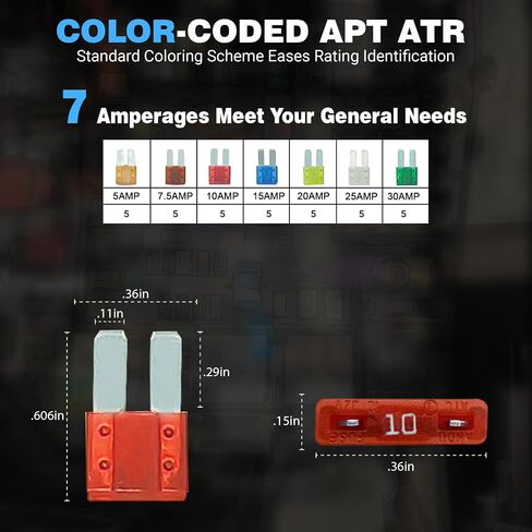 Standard ATO/Car Fuse Assortment Kit, 55 Pieces, Automotive Blade Fuse, 11 Current Ratings from 2A to 40A, 32V in Kuwait