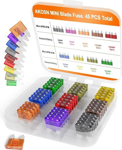 Standard ATO/Car Fuse Assortment Kit, 55 Pieces, Automotive Blade Fuse, 11 Current Ratings from 2A to 40A, 32V in Kuwait