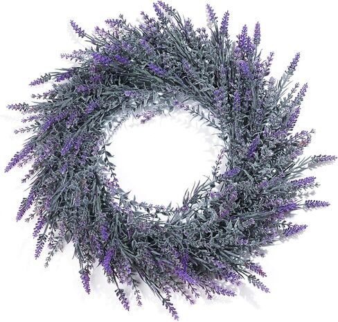 DDHS Lavender Wreath, Spring Wreaths for Front Door 24 Inch with Three Styles of Purple Dried Flowers, Winter Summer Large Artificial Wreaths for All Seasons Farmhouse Indoor and Outdoor Decor in Saudi Arabia