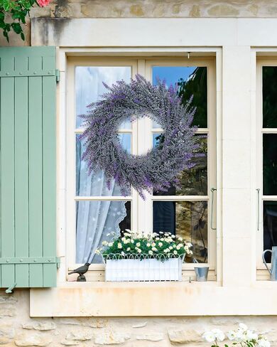 DDHS Lavender Wreath, Spring Wreaths for Front Door 24 Inch with Three Styles of Purple Dried Flowers, Winter Summer Large Artificial Wreaths for All Seasons Farmhouse Indoor and Outdoor Decor in Saudi Arabia
