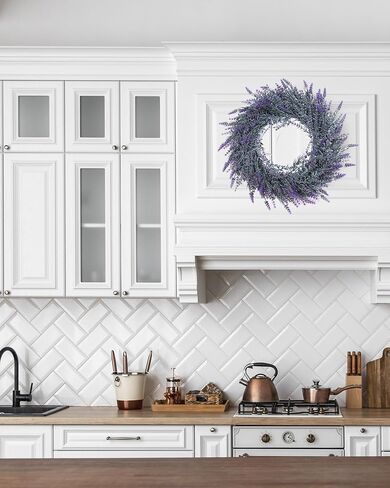 DDHS Lavender Wreath, Spring Wreaths for Front Door 24 Inch with Three Styles of Purple Dried Flowers, Winter Summer Large Artificial Wreaths for All Seasons Farmhouse Indoor and Outdoor Decor in Saudi Arabia