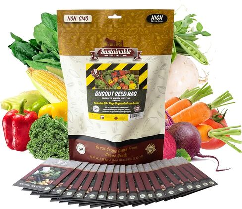 Bug Out Bag Survival Garden Vegetable & Herb Seeds - ~12,000 Seeds - Collection of 19 Heirloom Seed Varieties for Emergency Seed Vault - Bean, Beet, Carrot, Corn, Kale, Onion, Pepper, & 12 More… in Saudi Arabia