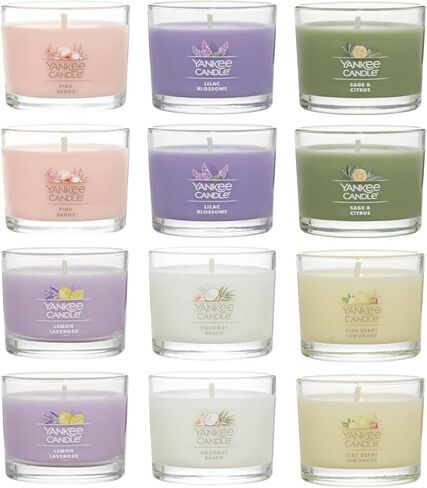 Yankee Candle Signature Votive Mini Candle Jars 12 Days of Christmas Candle Advent Calendar Variety Pack, Natural Soy Wax Blend Candle with Natural Fiber Wick, 1.3 OZ Glass Jar (Pack of 12) in Saudi Arabia