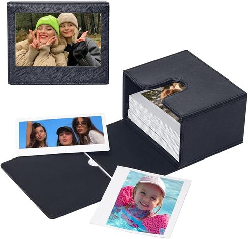 CAIYOULE Photo Case for Fujifilm Instax Wide 400/300/Wide EVO/210 for Polaroid 600/I-Type/NOW/OneStep Instant Film, 3.4x4.3 Inch Photo Storage Box，Black in Kuwait