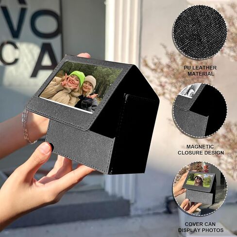 CAIYOULE Photo Case for Fujifilm Instax Wide 400/300/Wide EVO/210 for Polaroid 600/I-Type/NOW/OneStep Instant Film, 3.4x4.3 Inch Photo Storage Box，Black in Kuwait