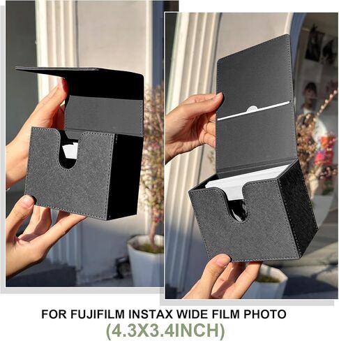 CAIYOULE Photo Case for Fujifilm Instax Wide 400/300/Wide EVO/210 for Polaroid 600/I-Type/NOW/OneStep Instant Film, 3.4x4.3 Inch Photo Storage Box，Black in Kuwait