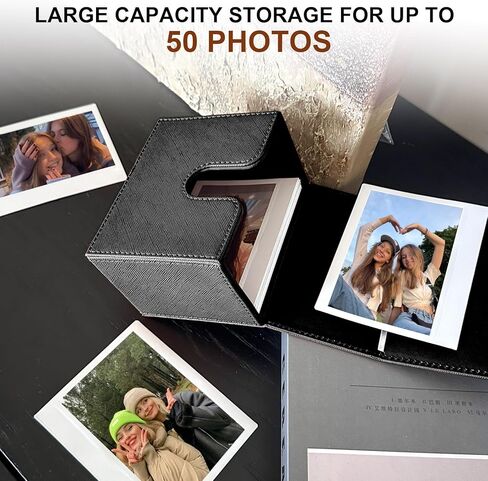 CAIYOULE Photo Case for Fujifilm Instax Wide 400/300/Wide EVO/210 for Polaroid 600/I-Type/NOW/OneStep Instant Film, 3.4x4.3 Inch Photo Storage Box，Black in Kuwait