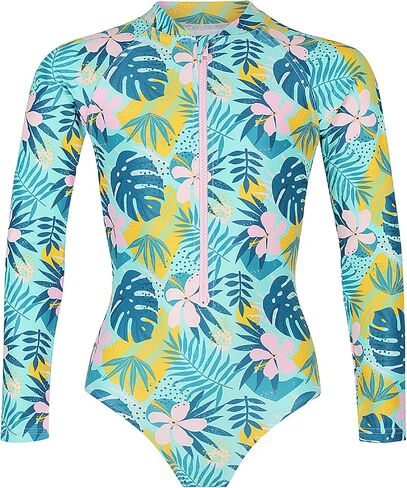 Tame the Sun Long Sleeve Swimsuit for Girls, UPF 50+, Ages 3-12 - Frills, One Piece Rash Guard Girls Bathing Suit in Kuwait
