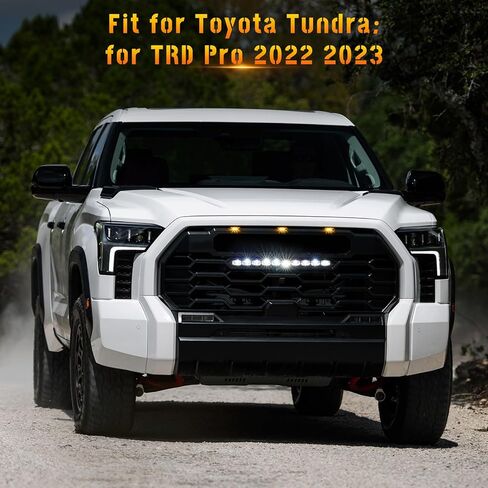 Front Center Bumper LED Grill Lights,3PCS Amber Grill Lights w/Wiring Harness fit for Toyota Tundra for TRD Pro 2022 2023 2024,Yellow Front Grill Lights,Exterior Lighting Accessories,Set of 3 in Kuwait