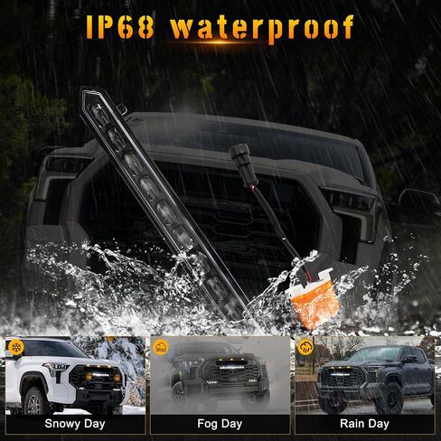 Front Center Bumper LED Grill Lights,3PCS Amber Grill Lights w/Wiring Harness fit for Toyota Tundra for TRD Pro 2022 2023 2024,Yellow Front Grill Lights,Exterior Lighting Accessories,Set of 3 in Kuwait