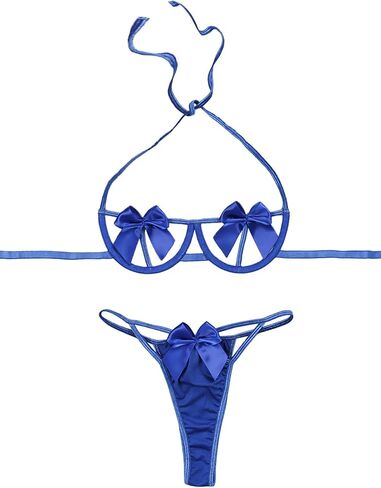 Women's Cut Out Halter Bra and Panty 2 Piece Lingerie Set in Kuwait