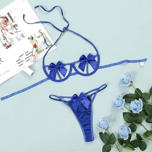 Women's Cut Out Halter Bra and Panty 2 Piece Lingerie Set in Kuwait