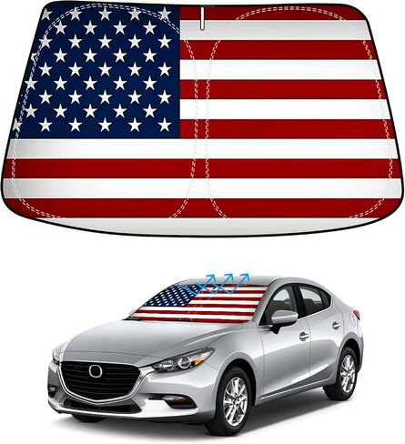 BESTVIEW Front Windshield Sun Shade Compatible with Mazda 3 Hatchback Sedan 2014-2018, Foldable Reflective Sunshade for Car Front Window, 3 Layers 210T Material, Silver in Kuwait