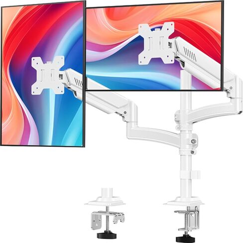 Dual Monitor Stand for Desk, Taller Monitor Arms for 2 Screens up to 32 inch, Ergonomic Adjustable Gas Spring Double Computer Monitor Mount, Holds 4.4-22lbs, VESA 75/100mm, Black, Freelift in Saudi Arabia