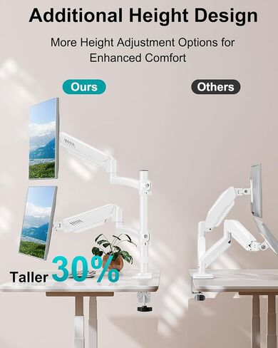 Dual Monitor Stand for Desk, Taller Monitor Arms for 2 Screens up to 32 inch, Ergonomic Adjustable Gas Spring Double Computer Monitor Mount, Holds 4.4-22lbs, VESA 75/100mm, Black, Freelift in Saudi Arabia