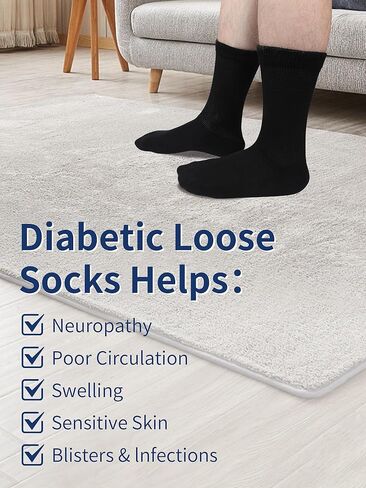 جوارب قطنية لمرضى السكري للرجال والنساء 9-12، جوارب للكاحل لتورم القدمين، جوارب دائرية للاعتلال العصبي، ساق واسعة، جوارب للاعتلال العصبي للوذمة للرجال والنساء، مستلزمات مرضى السكري من Leng Ke (زوجان أبيض) in Kuwait