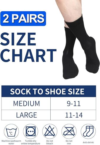 جوارب قطنية لمرضى السكري للرجال والنساء 9-12، جوارب للكاحل لتورم القدمين، جوارب دائرية للاعتلال العصبي، ساق واسعة، جوارب للاعتلال العصبي للوذمة للرجال والنساء، مستلزمات مرضى السكري من Leng Ke (زوجان أبيض) in Kuwait